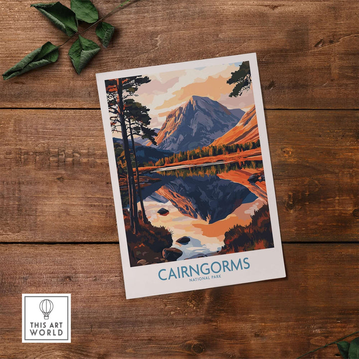 Cairngorms National Park poster showcasing vibrant landscapes and wildlife, perfect gift idea for nature lovers.