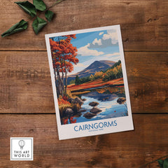 Cairngorms National Park Wall Art Print featuring vibrant autumn landscape and serene reflections.