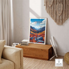 Cairngorms Print featuring stunning colors and majestic landscapes of the Cairngorms mountain range.