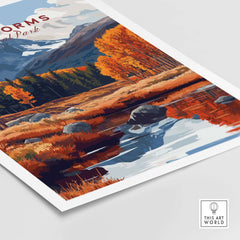 Cairngorms Travel Print showcasing vibrant autumn landscapes and reflections in a tranquil Scottish highland scene.