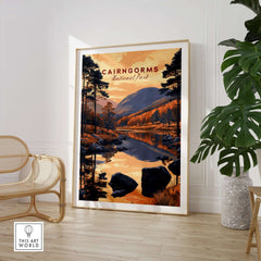 Cairngorms Wall Art showcasing the beauty of Cairngorms National Park with vibrant colors and serene landscape.