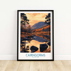 Cairngorms Wall Art Print Scotland showcasing a scenic view of Cairngorms National Park at sunset.
