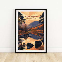 Cairngorms Wall Art showcasing the stunning landscape of Cairngorms National Park with vibrant colors and detailed design.