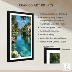 Cala d'Or Mallorca Marina Travel Poster — framed print details measurements quality details