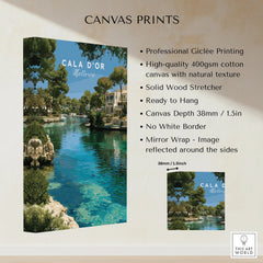 Cala d'Or Mallorca Marina Travel Poster — canvas print stretched cotton canvas details