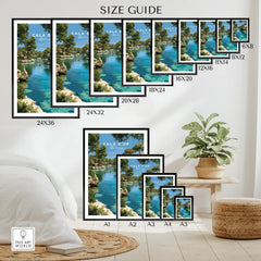 Cala d'Or Mallorca Marina Travel Poster — wall art poster size guide thisartworld