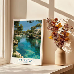 Cala d'Or Mallorca Marina Wall Art — canvas print window setting with shadows flowers