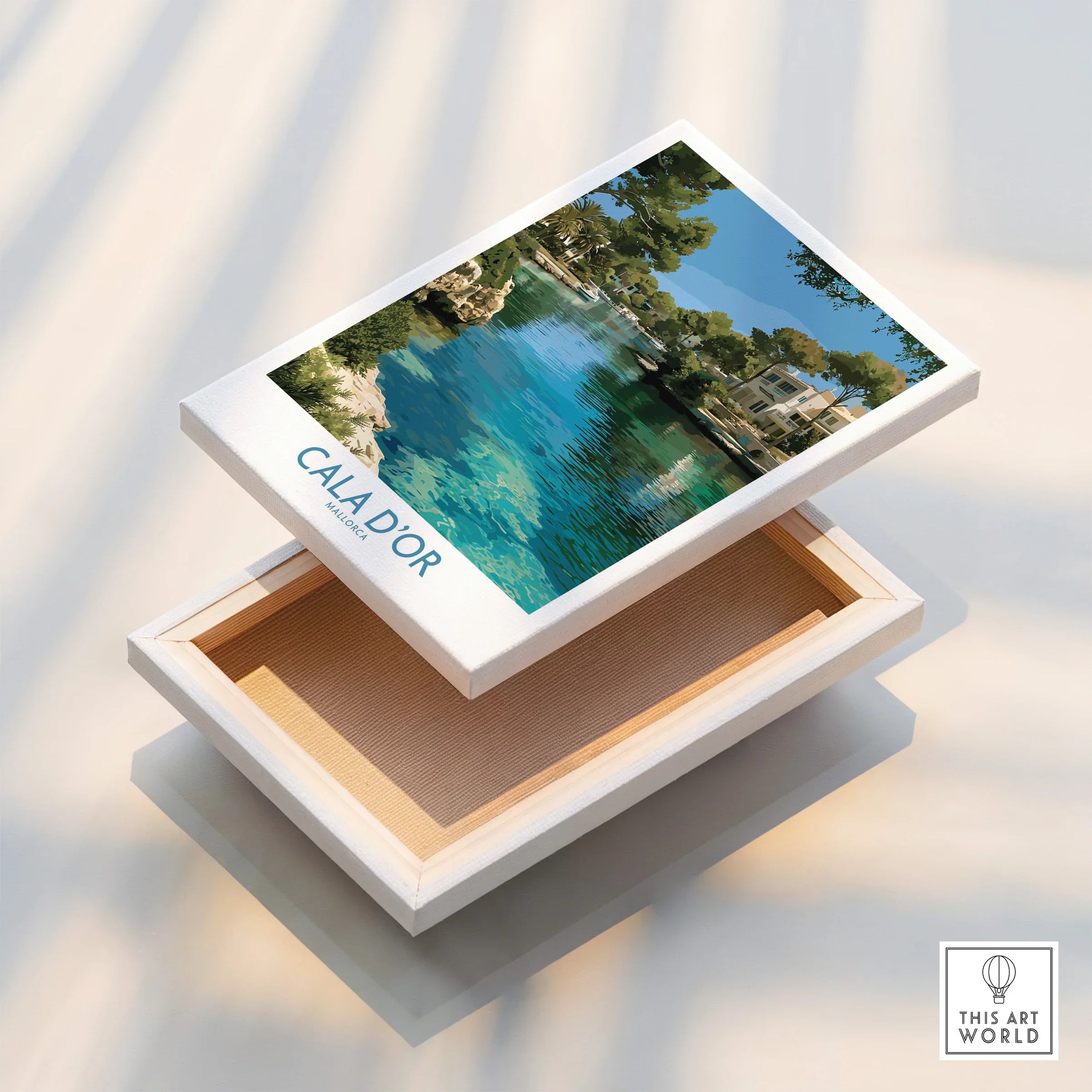 Cala d'Or Mallorca Marina Wall Art — stretched canvas print floating detail mirror edge