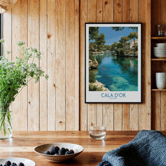 Cala d'Or Mallorca Marina Wall Art — black framed art print kitchen setting