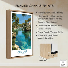 Cala d'Or Mallorca Marina Wall Art — framed canvas float frame details quality