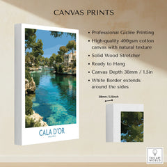 Cala d'Or Mallorca Marina Wall Art — canvas print stretched cotton canvas details