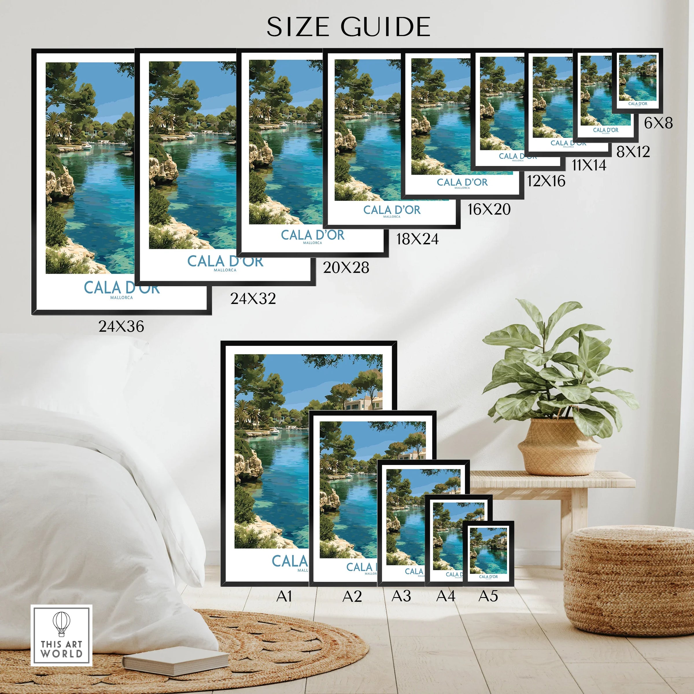 Cala d'Or Mallorca Marina Wall Art — wall art poster size guide thisartworld
