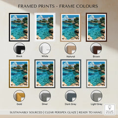 Cala d'Or Mallorca Cove Travel Poster — framed print colour options