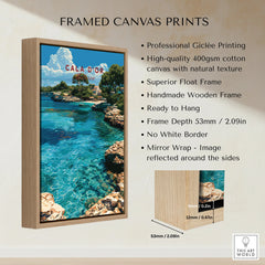 Cala d'Or Mallorca Cove Travel Poster — framed canvas float frame details quality
