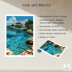 Cala d'Or Mallorca Cove Travel Poster — fine art print unframed quality details