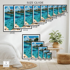 Cala d'Or Mallorca Cove Travel Poster — wall art poster size guide thisartworld