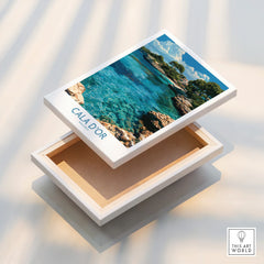 Cala d'Or Mallorca Cove Wall Art — stretched canvas print floating detail mirror edge
