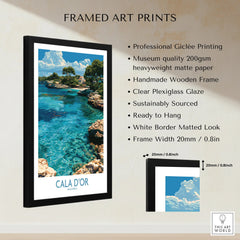 Cala d'Or Mallorca Cove Wall Art — framed print details measurements quality details