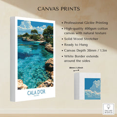 Cala d'Or Mallorca Cove Wall Art — canvas print stretched cotton canvas details