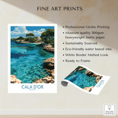 Cala d'Or Mallorca Cove Wall Art — fine art print unframed quality details