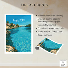 Cala d'Or Mallorca Bay Travel Poster — fine art print unframed quality details