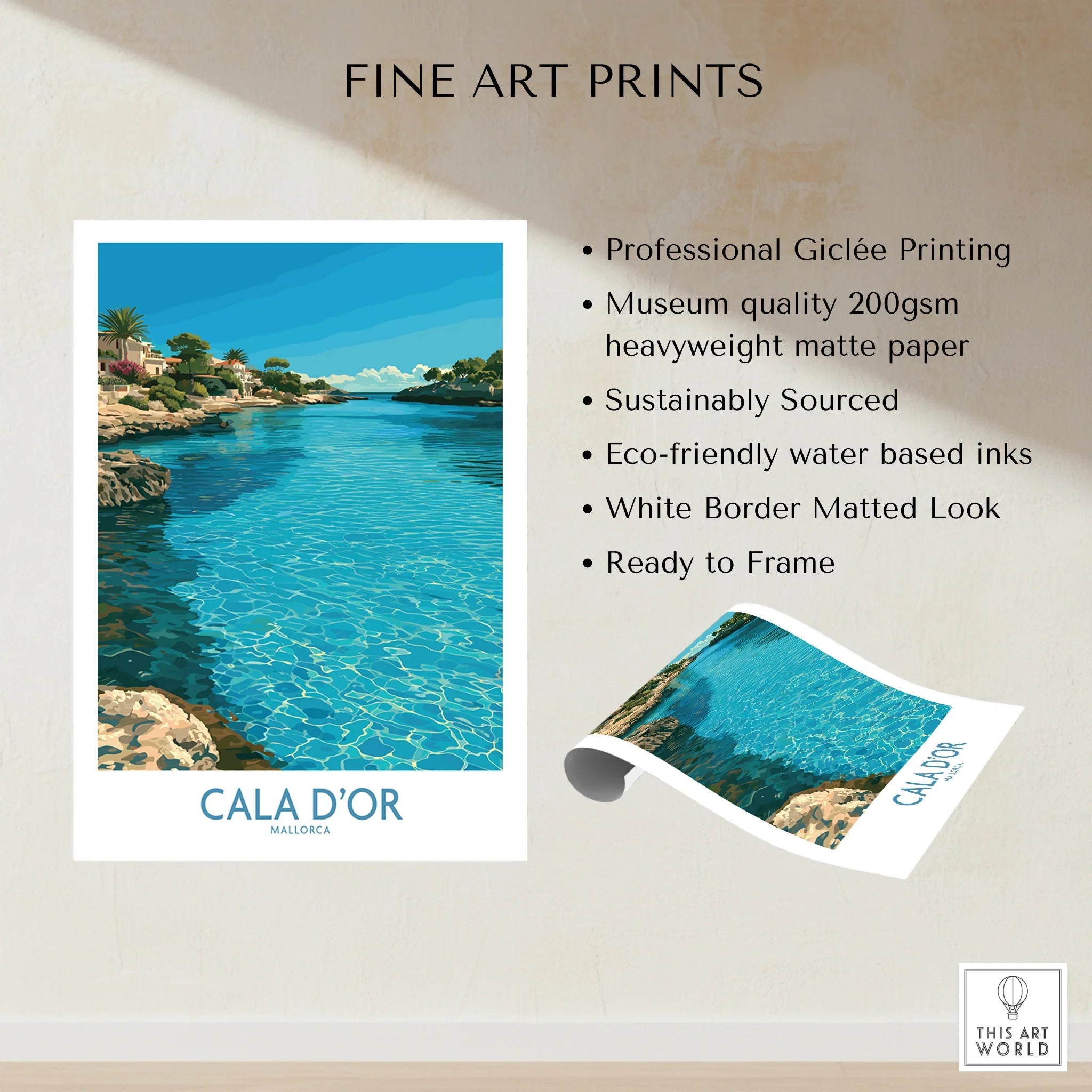 Cala d'Or Mallorca Bay Wall Art — fine art print unframed quality details