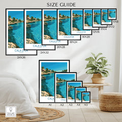 Cala d'Or Mallorca Bay Wall Art — wall art poster size guide thisartworld