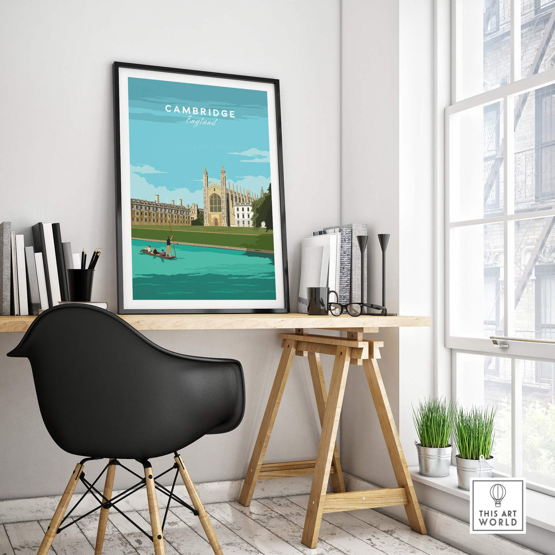 Cambridge Poster Print Wall Art | Vintage showcasing iconic views of Cambridge, perfect for home or office decor.