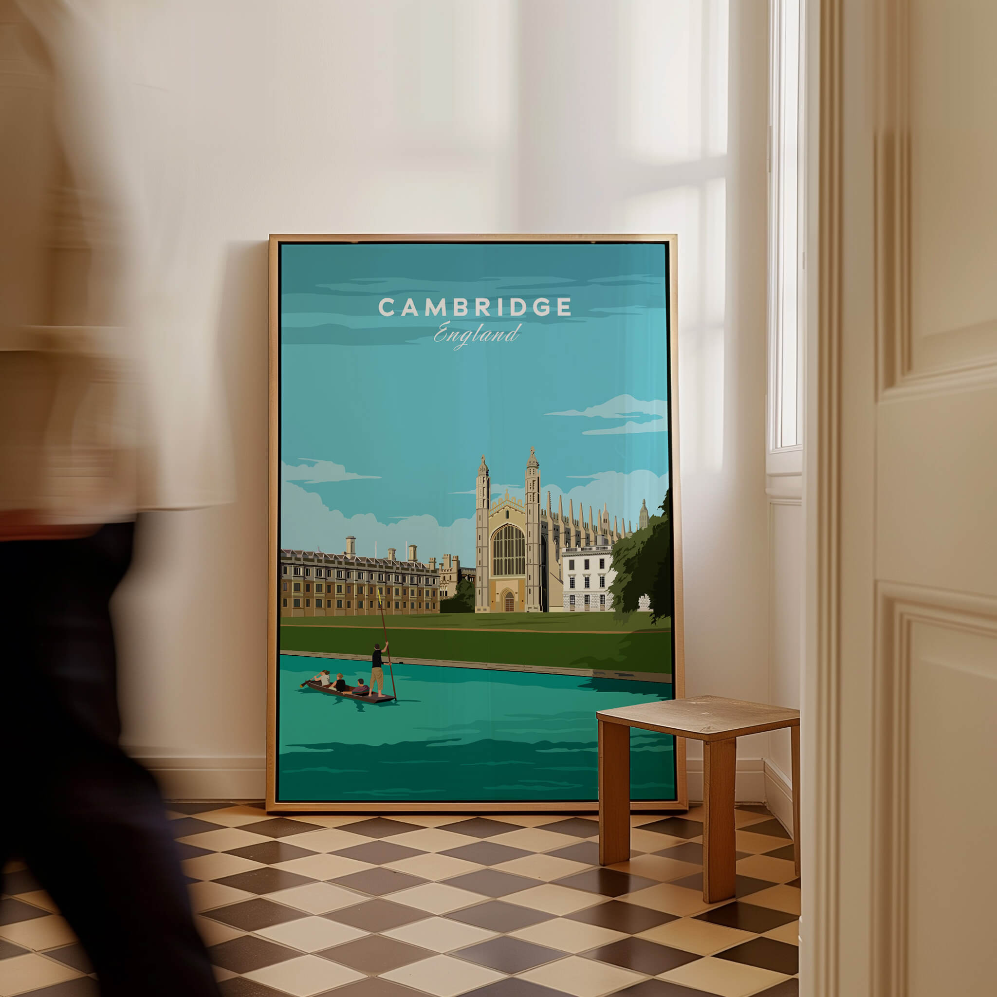 Cambridge Poster Print Wall Art | Vintage showcasing iconic Cambridge scenery and architecture in a stylish frame.