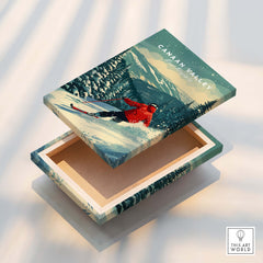 Canaan Valley Travel Poster - West Virginia showcasing a skier in a snowy landscape, perfect for outdoor enthusiasts.