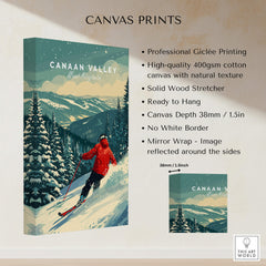Canaan Valley Travel Poster -  West Virginia featuring skier on snowy slopes, perfect for outdoor enthusiasts.