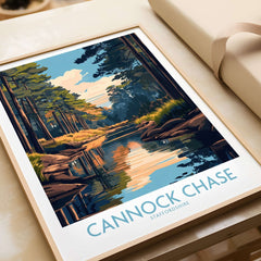 Cannock Chase Staffordshire England Poster featuring vibrant colors and serene landscapes of Cannock Chase.