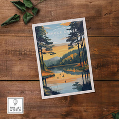 Cannock Chase Wall Art featuring serene landscapes and vibrant colors on a wooden background.