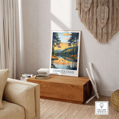 Cannock Chase Wall Art Poster showcasing vibrant nature scene in serene indoor setting.