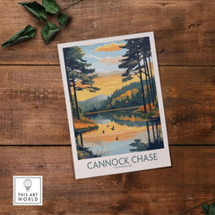 Cannock Chase Wall Art Poster showcasing vibrant colors and stunning nature scenery, perfect for home decor.