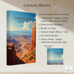 Canyonlands National Park canvas print, illustrated landscape wall art, stretched cotton canvas.