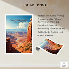 Canyonlands National Park art print with desert cliffs, river view, and museum quality details.