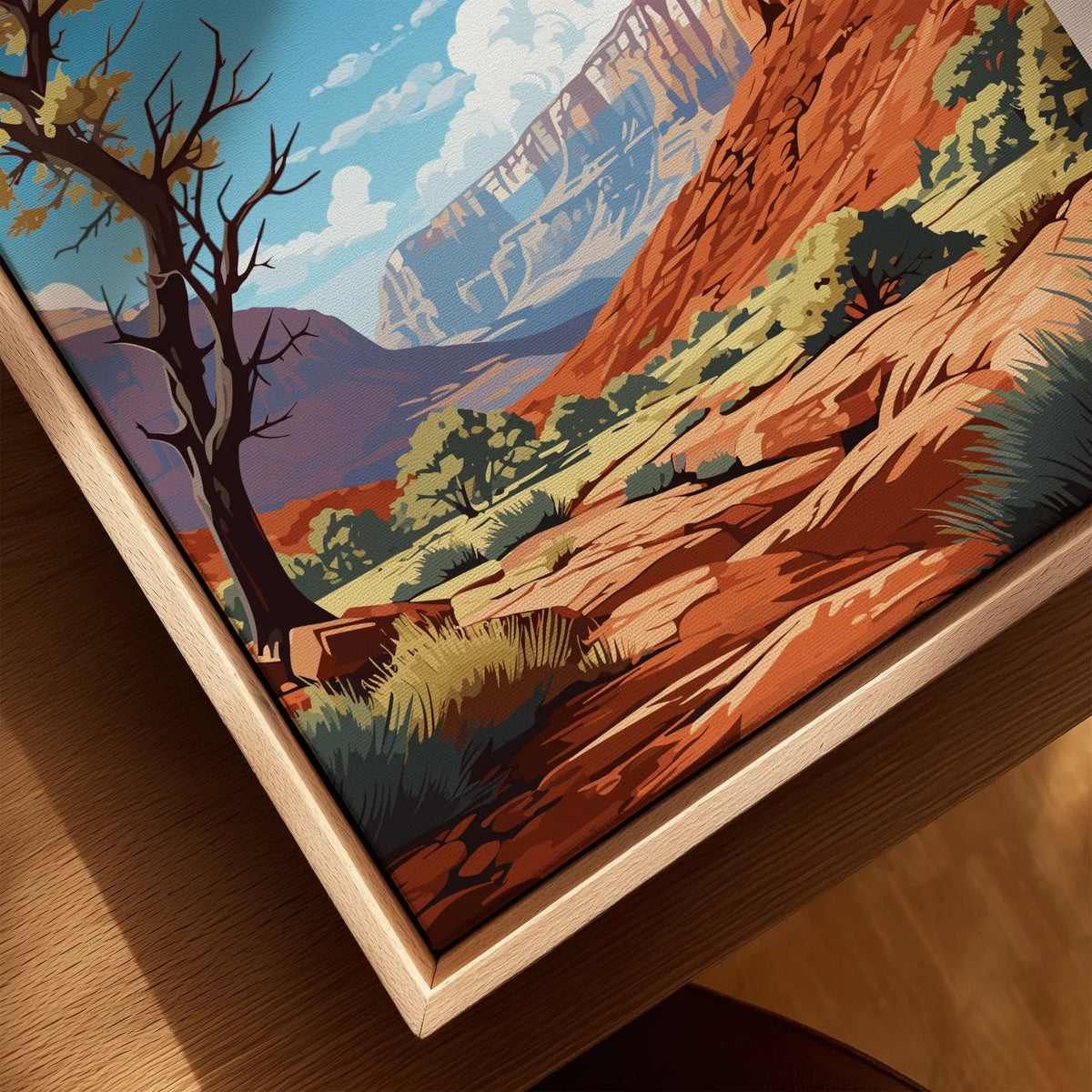 Framed Capitol Reef National Park art print with red rock landscape and blue sky