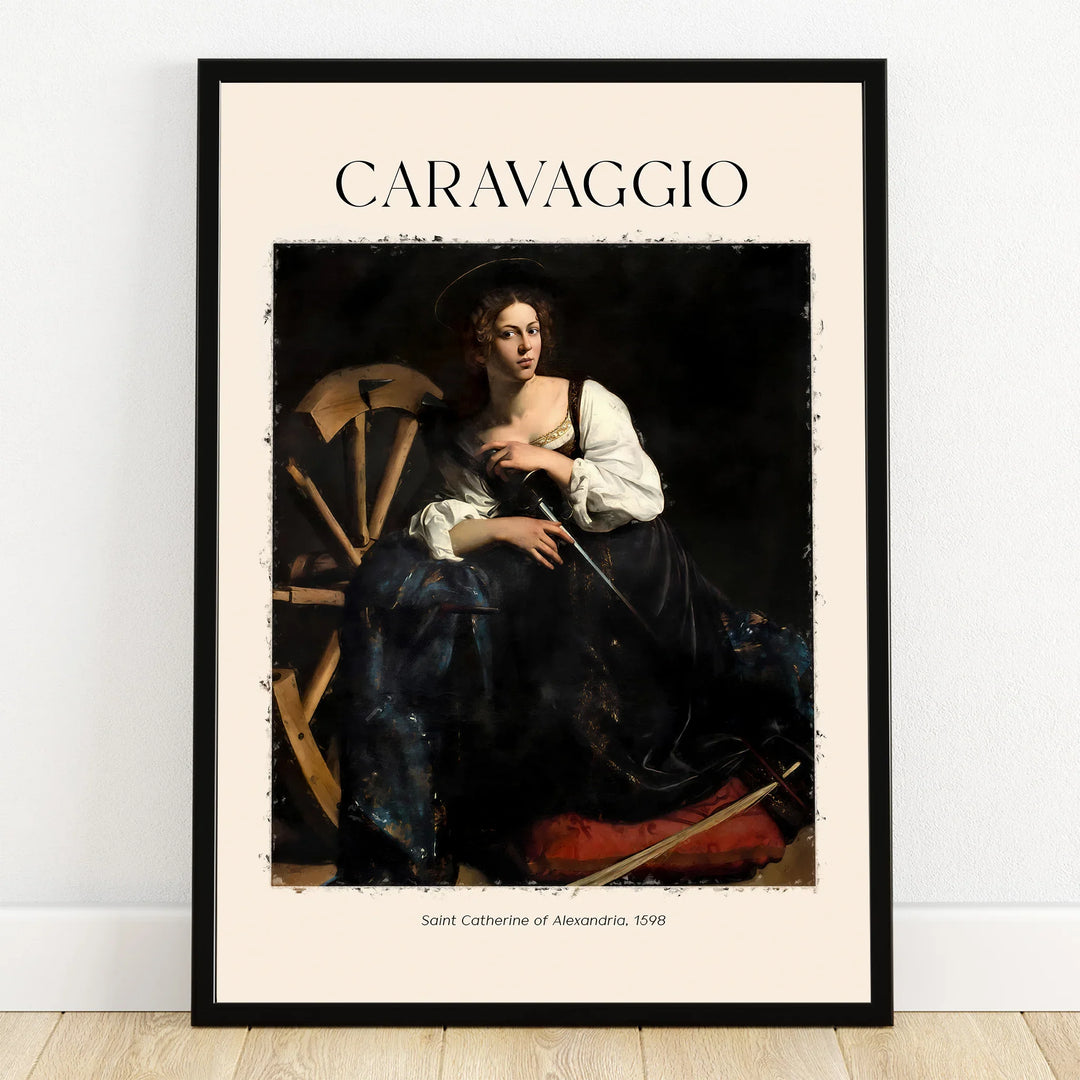 Framed Caravaggio art print of Saint Catherine of Alexandria, classic painting wall decor