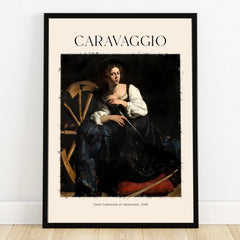 Framed Caravaggio art print of Saint Catherine of Alexandria, classic painting wall decor