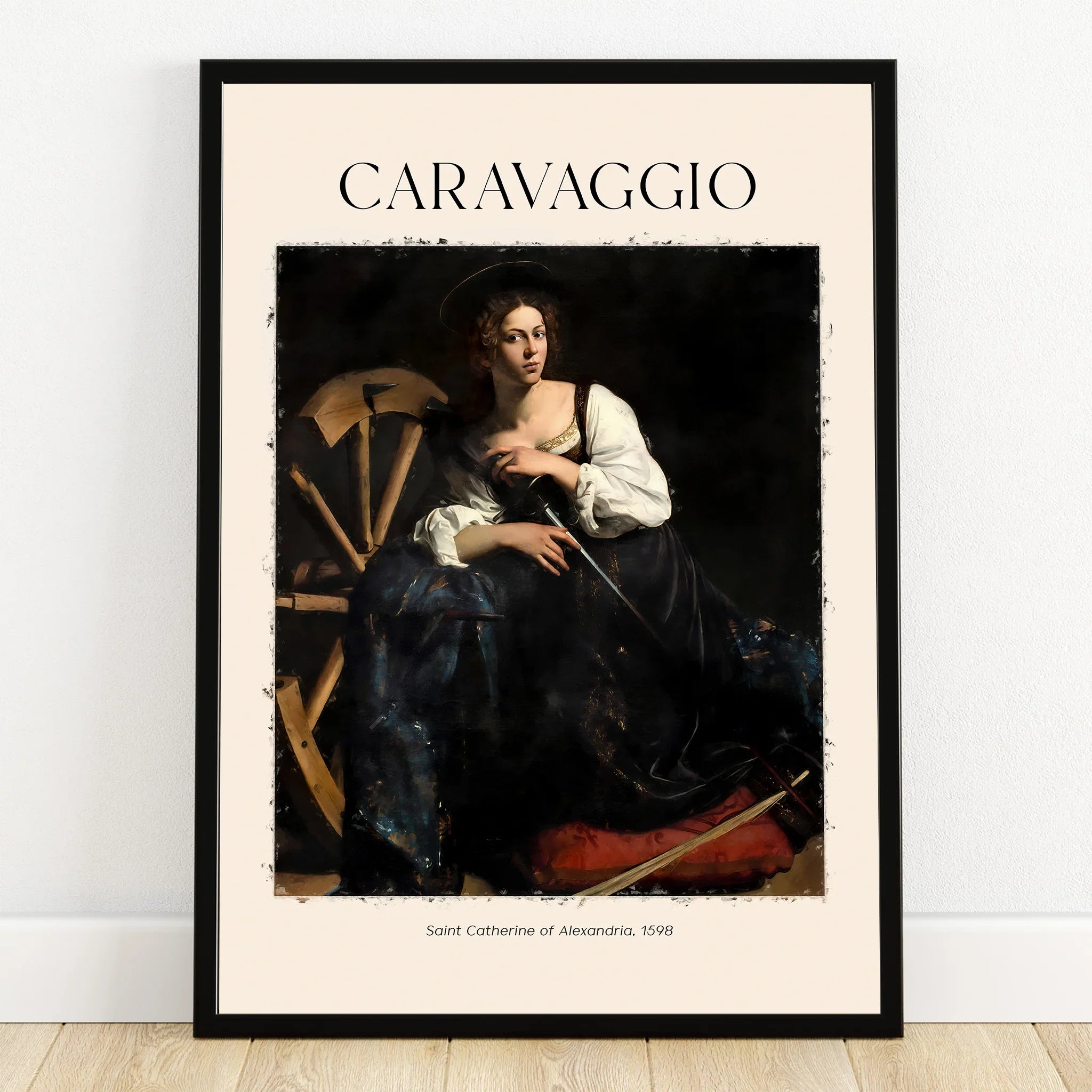 Framed Caravaggio art print of Saint Catherine of Alexandria, classic painting wall decor