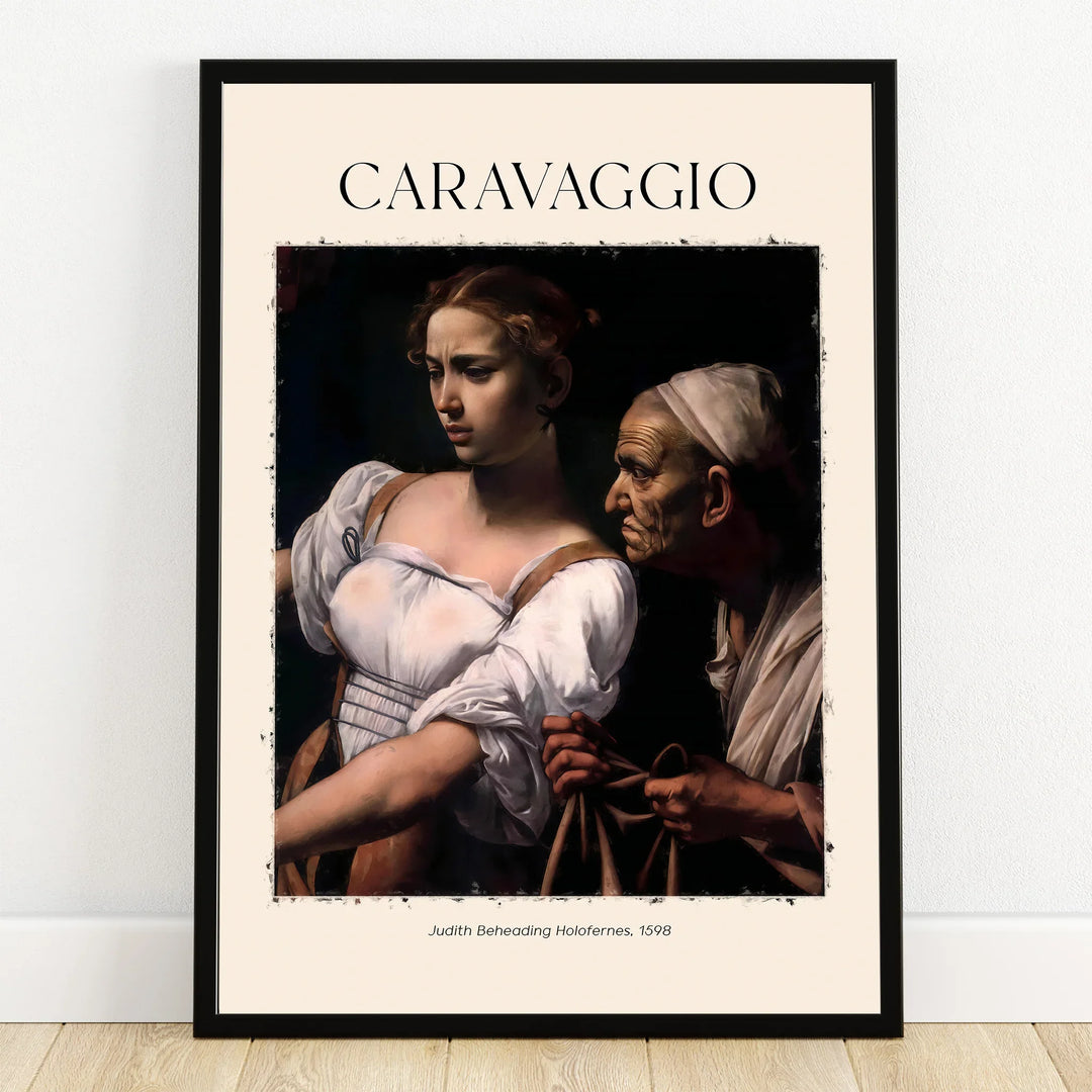 Framed Caravaggio Judith Beheading Holofernes art print, classic painting wall decor