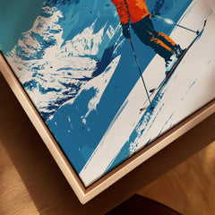 Cardrona Travel Poster -  New Zealand showcasing a skier in action at the Cardrona ski resort.