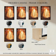 Carlsbad Caverns framed canvas travel poster in six frame color options, wall art decor.