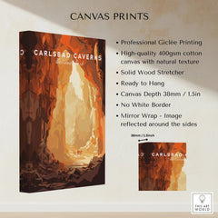 Carlsbad Caverns National Park canvas print with warm cave artwork and product details