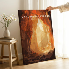 Carlsbad Caverns National Park art print with vivid canyon colors in modern home decor setting