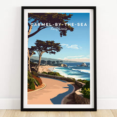 Carmel-by-the-Sea Poster Print featuring a scenic coastal landscape of California.