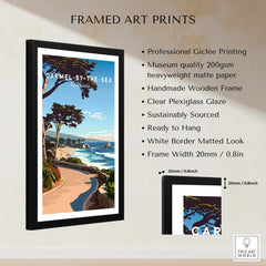 Carmel-by-the-Sea Poster Print framed art showcasing clear plexiglass glaze and high-quality printing details.
