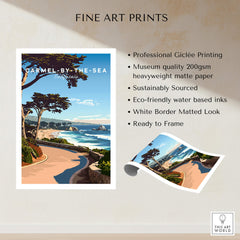 Carmel-by-the-Sea Poster Print showcasing vibrant coastal scenery and professional Giclée printing.