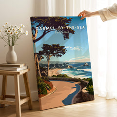 Carmel-by-the-Sea Poster Print featuring vibrant coastal landscape and charming scenery of California.